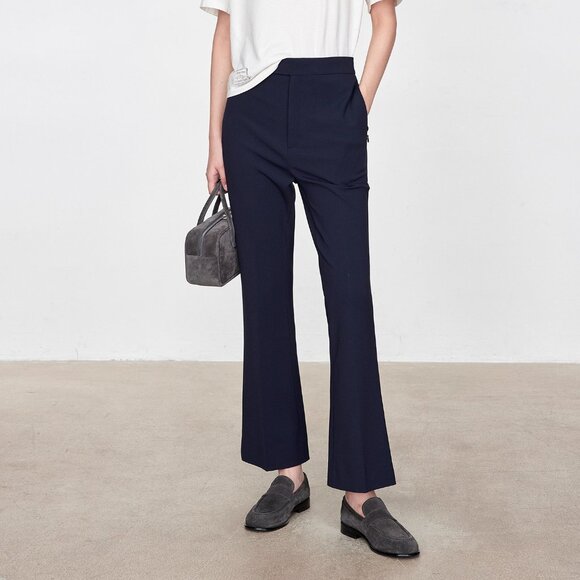 CHICJOC Navy High-Waist Tailored Cropped Pants — in Navy Size 40 - Picture 3 of 16